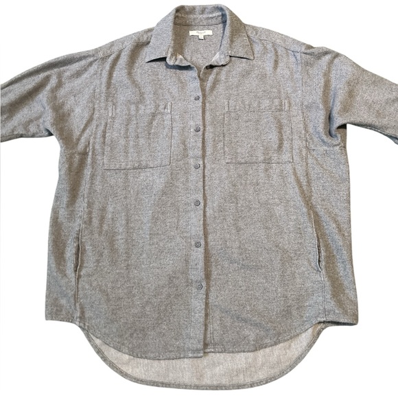 Madewell Sunday Shirt Flannel Shacket L Grey - Picture 4 of 10